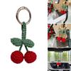Cute Cherry Decor Keychains Decoration Handmade Cherry Crochet Ornament Versatile Keyrings Decoration for Any Space