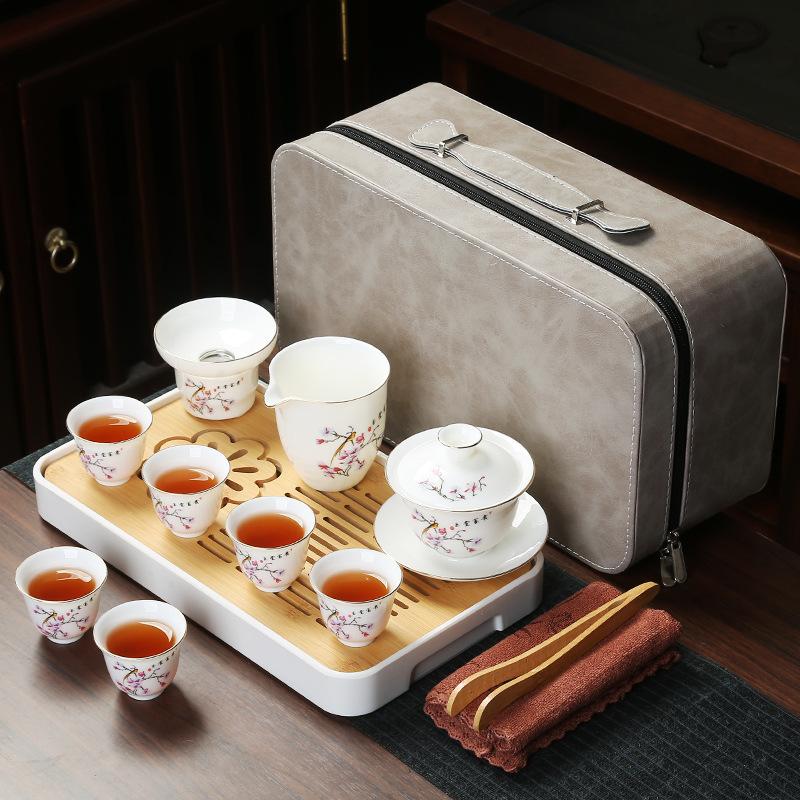 Business Bank Company Corporate Festival High-end Gift Set Suet Jade Porcelain Travel Tea Set