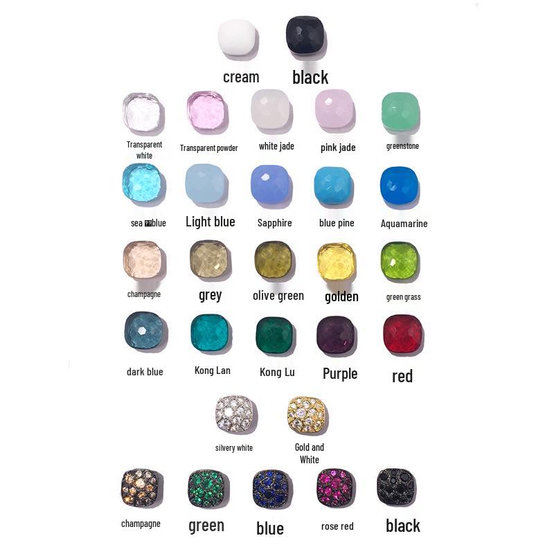 Серьги-пусеты из серебра S925 в стиле знаменитостей – Грибовидная головка с бриллиантовой инкрустацией и квадратным камнем конфетного цвета