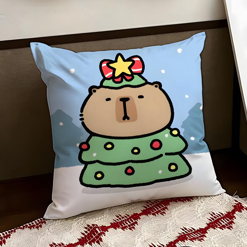 Cute CCapybara Cushion Cover Reversible Soft Durable Pillow Cover Home Car MultiScene Use for Daily Comfort