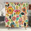 Vibrant Floral Pattern Waterproof Shower Curtain For Bathroom Decor, Adding A Splash Of Color And Modern Style To Your Space
