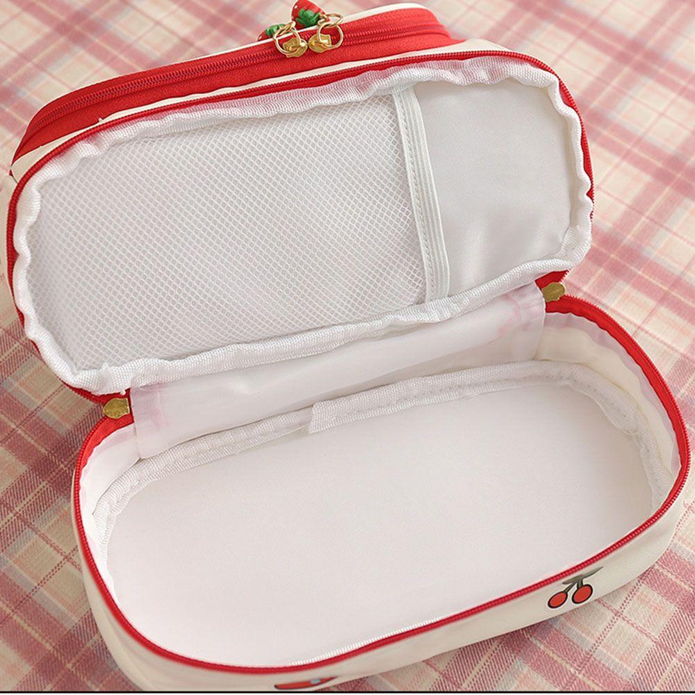 Креативный милый пенал из искусственной кожи, школьная сумка для хранения, кожаная косметичка, большой пенал для ручки для девочки, ручка-карандаш «Клубника кавайная»