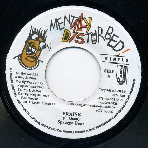 7inch Record SPRAGGA BENZ - Praise NONE Mentally Distur Jamaica Reggae, Ska & Dub Used