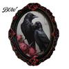 Halloween Skeleton Kitchen Accessories Gothic Refrigerator Magnet, Retro Oval Photo Frame Fridge Magnets, Distressed Festive Atmosphere Decor