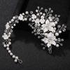 Bridal Tiara Handmade Rhinestone Hair Band Crystal Headband Golden Flowers Leave Tiara Jewelry
