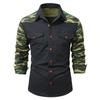 2025 Новая мужская повседневная рубашка в стиле кэжуал для активного отдыха, модная, с воротником-лацканом, камуфляжная, высококачественная, с длинным рукавом
