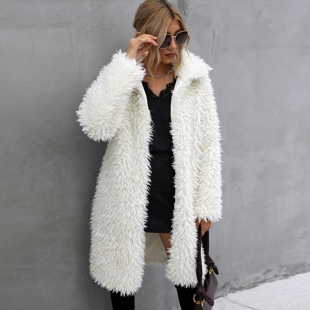 Factory Sell 2023 Spring Autumn Winter Long Faux Fur Coat Women Plush Jacket Ladies Wihite Fluffy Jacket Long Sleeve Fashion Outerwear