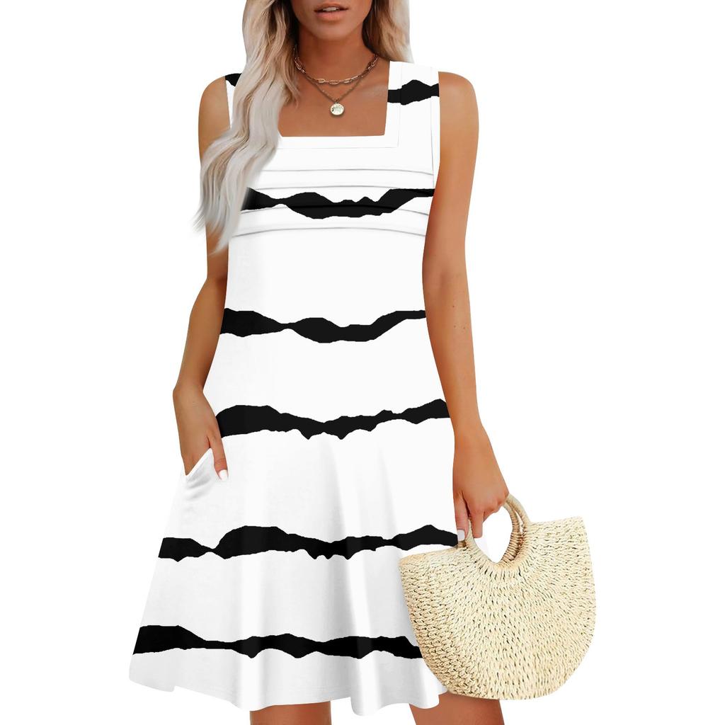 Женские летние повседневные лепестковые узкие полосатые плиссированные однотонные платья