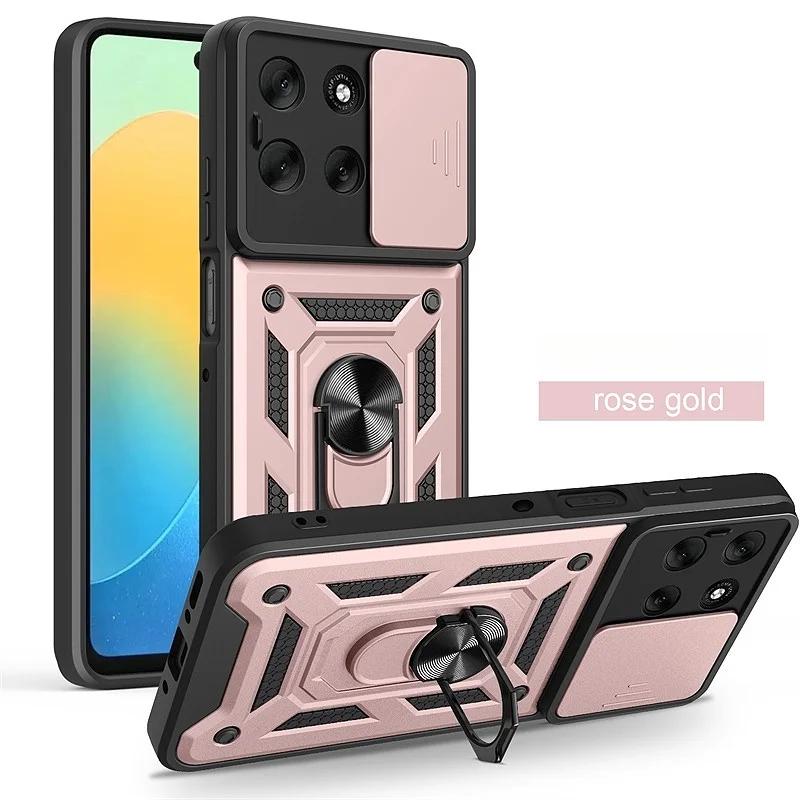 Бронированный чехол для Motorola Moto G56 G86 5G G15 G35 G55 G75 G85 G04 G24 G54 G84 E14 E15 Защитная крышка для объектива Чехол-подставка с кольцом Fundas