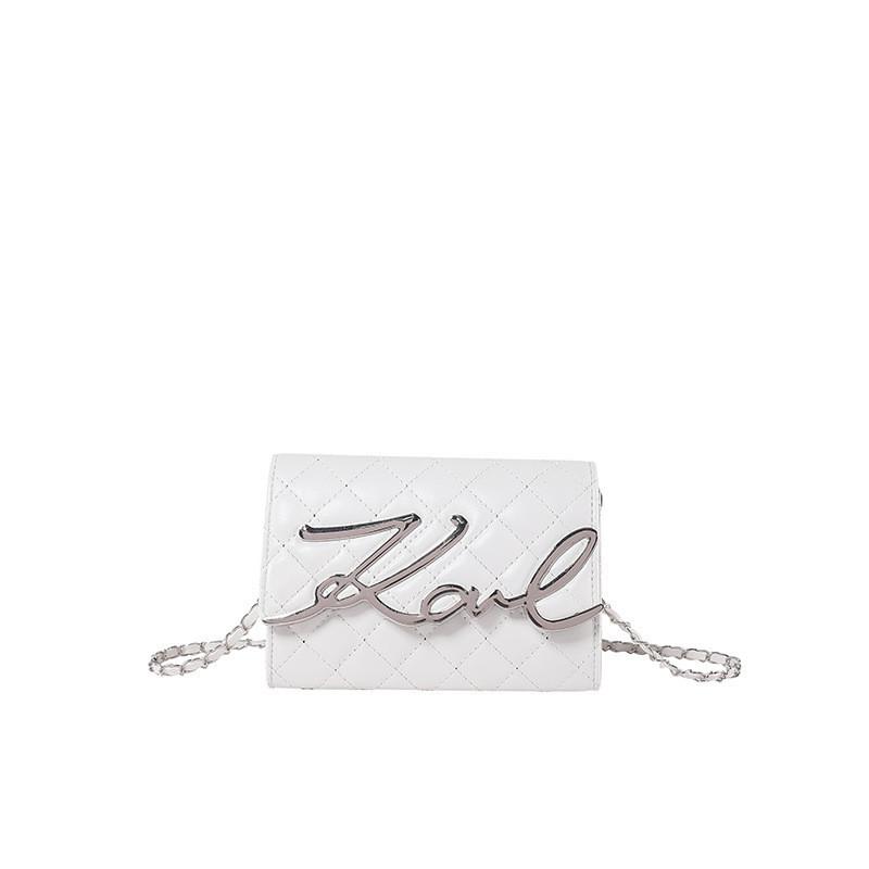 Chic 2024 Spring New Fashion Diamond Chain Shoulder Messenger Bag White Black Khaki Pink Orange