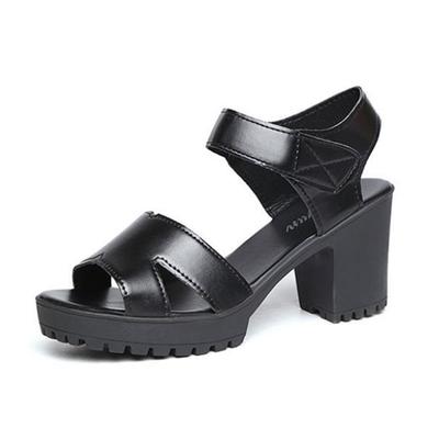 Модные женские босоножки на высоком каблуке с крючками и петлями, однотонные летние женские повседневные босоножки на платформе, классные базовые женские босоножки