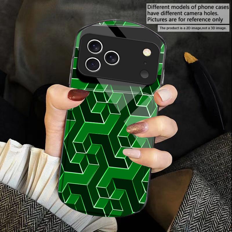Абстрактная геометрическая сетка Для iPhone 17 16 15 14 Pro 13 Plus 12 mini 11 Pro Max XR X S 7 8 Эллиптический закаленный стеклянный чехол для телефона