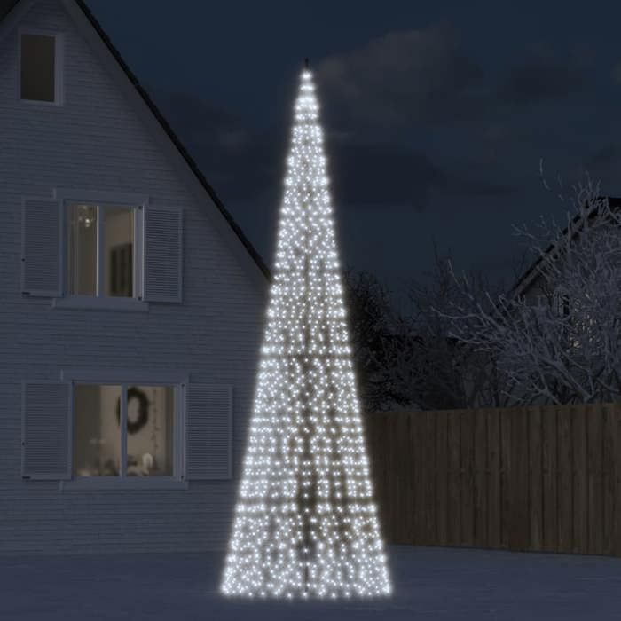 VidaXL LED Christmas Tree On Flagpole 1534 LEDs White 500 Cm, Christmas Decoration, LED Light, Christmas Light 358117