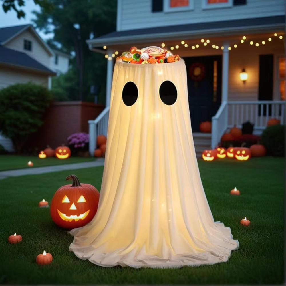 Height-adjustable Ghost Candy Bowl Standing Halloween Ornament Outdoor