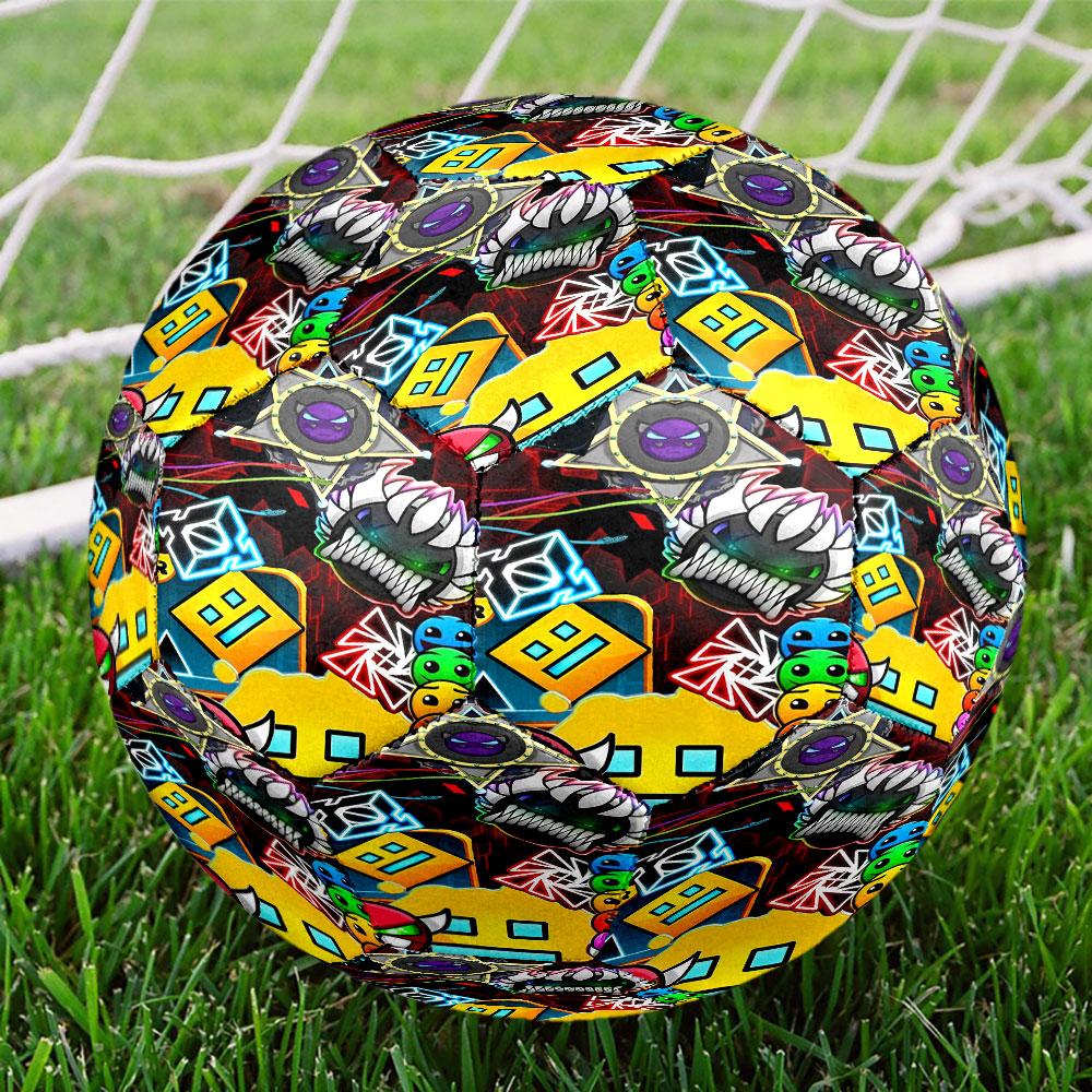 Geometry Dash Print Size 5 Soccer Ball, Standard Match Football for Sports Game and Team Practice, Ideal Gift for Soccer Fans