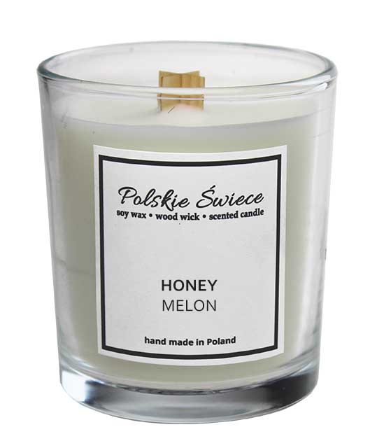 soy candle with a wooden wick + HONEY MELON