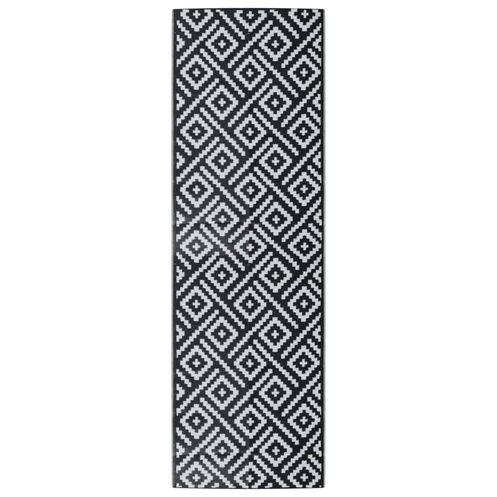 Outdoor Rug ARAKIL White and Black 80x250 cm PP
