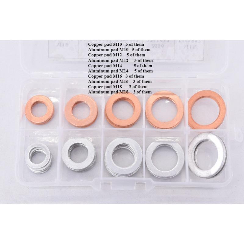 A Set Car Oil Pan Drain Gasket Replace Mixed Loading Combination Bolt Copper Pad Aluminum Gasket Automotive Tank Accessories M14
