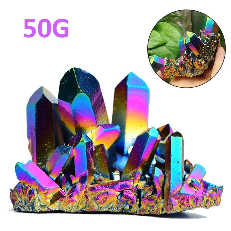Rainbow Titanium Natural Quartz Crystal Cluster Mineral Specimen Healing Stone