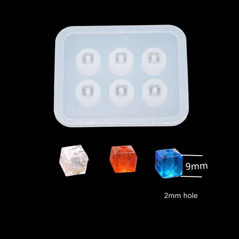 SNASAN Silicone Mold For Jewelry Beads 9mm12mm 16mm Cube Ball 6 Compartment Epoxy Resin Silicone Mould Handmade DIY Material