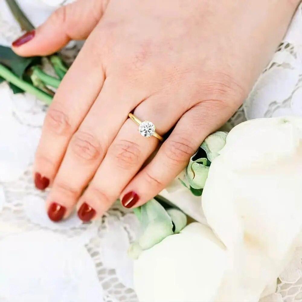 Обручальные кольца Trumium из стерлингового серебра 925 пробы 1,5 карата с кубическим цирконием круглой огранки CZ, обручальные кольца для женщин