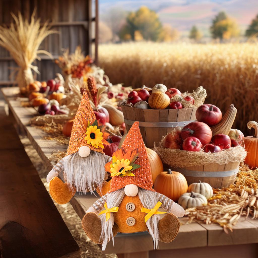 Thanksgiving Gnome Hanging Ornament Knit Hat Harvest Decor Soft Polyester Wall Decor For Home Party DIY