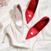 Bride Pumps Shoes for Woman 2025 Stilito Women's Summer Footwear Pearl Red On Heeled Pointed Toe White High Heels Shoe Popular A