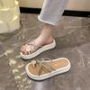 Internet Celebrity Fairy Wind Thick-soled Cover Toe Cool Slippers Female Summer 2025 New Fashion Flower Rhinestone Versatile Sandals