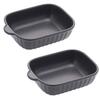 Набор керамической посуды для запекания Nakashima Gratin Dish Oven Cooking, экономящий время, набор тарелок для тостера половинного размера (Черный, 2)