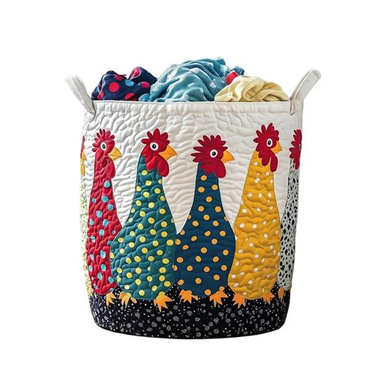 Quilted Laundry Basket, Thick Durable Fabric Storage Hamper, with Reinforced Handles, Clothes Toys Organizer for Home Decor