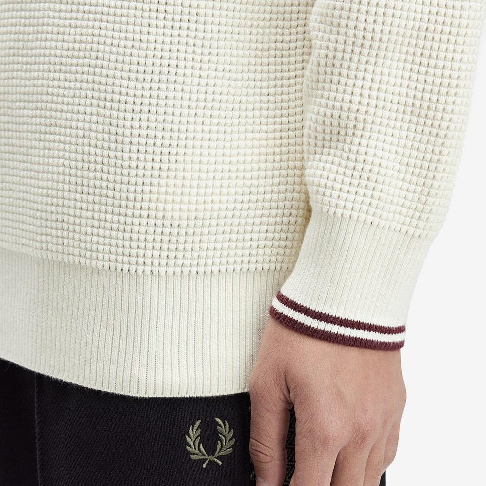 Fred Perry [Острый] Вафельный Вязаный Свитер - Экрю Afpm2536507-560