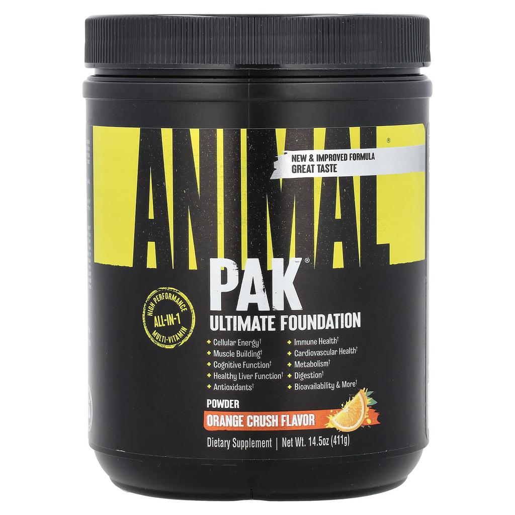 Animal Pak Powder, Ultimate Training Foundation, Orange Crushed, 411G(14.5Oz)