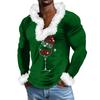 Men's Casual Cartoon Printed Plush V-neck With Fleece Long-sleeved Sweatshirt