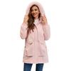 European and American-style Long Winter Parka for Women, with Fleece Lining and Large Fur Collar