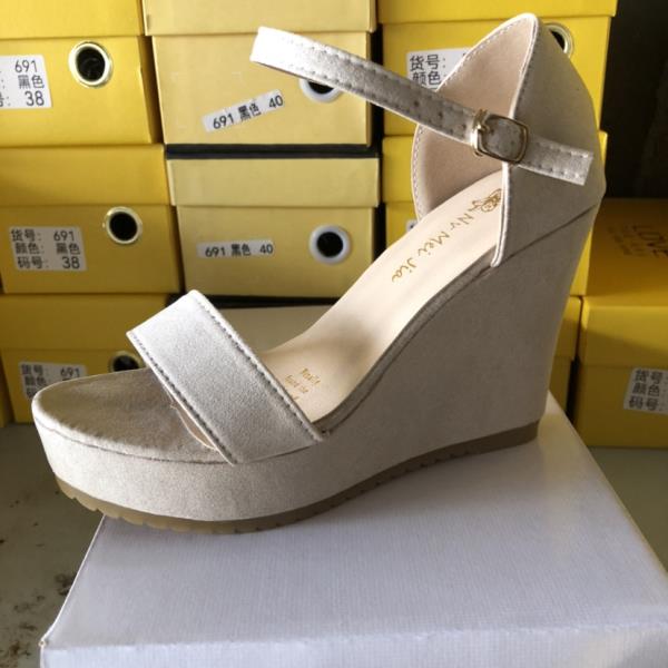 Fashion Beige Heeled Sandals Comfort Shoes for Women Open Toe Buckle Strap Clogs Wedge Large Size Black Peep Velvet Low Fashion Platform