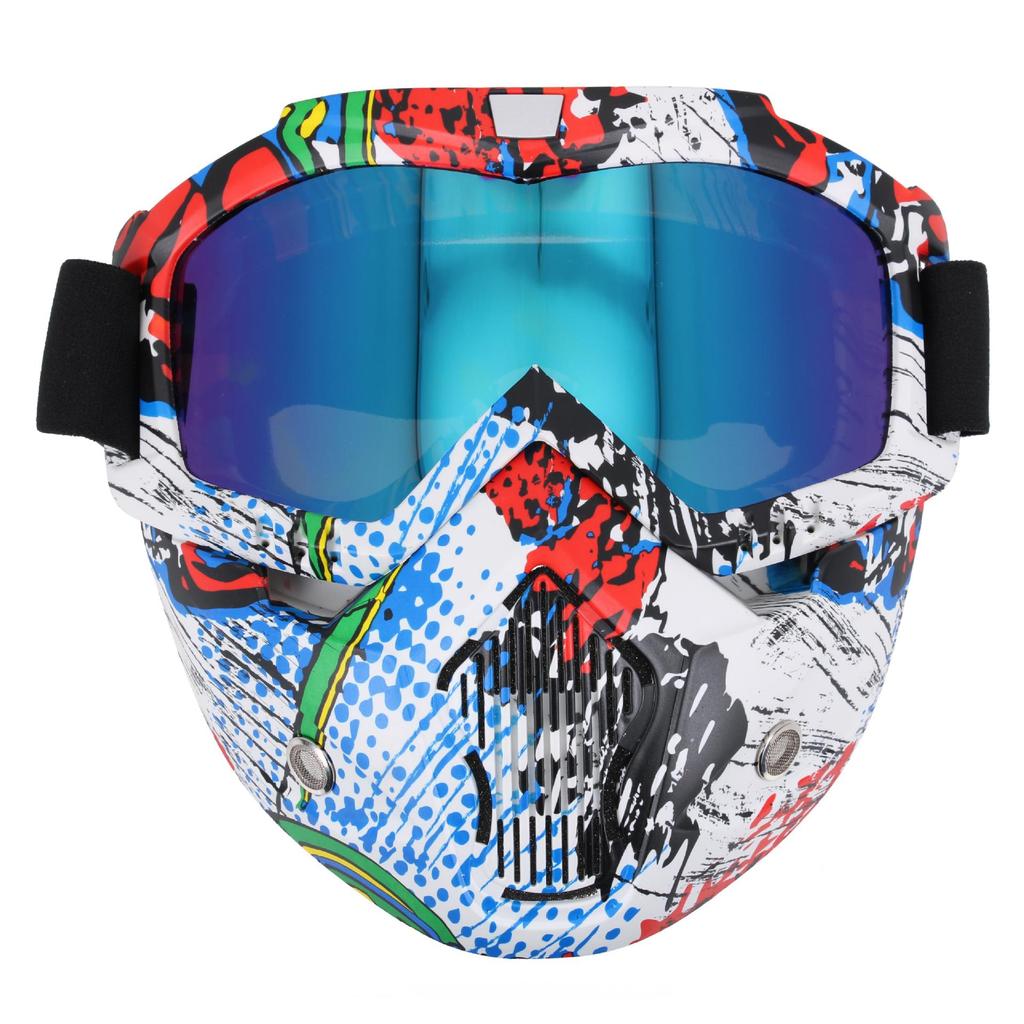 Harley KTM Cycling half-face helmet with full-face goggles, Halloween skull mask, water-transfer printed goggles, cycling mask