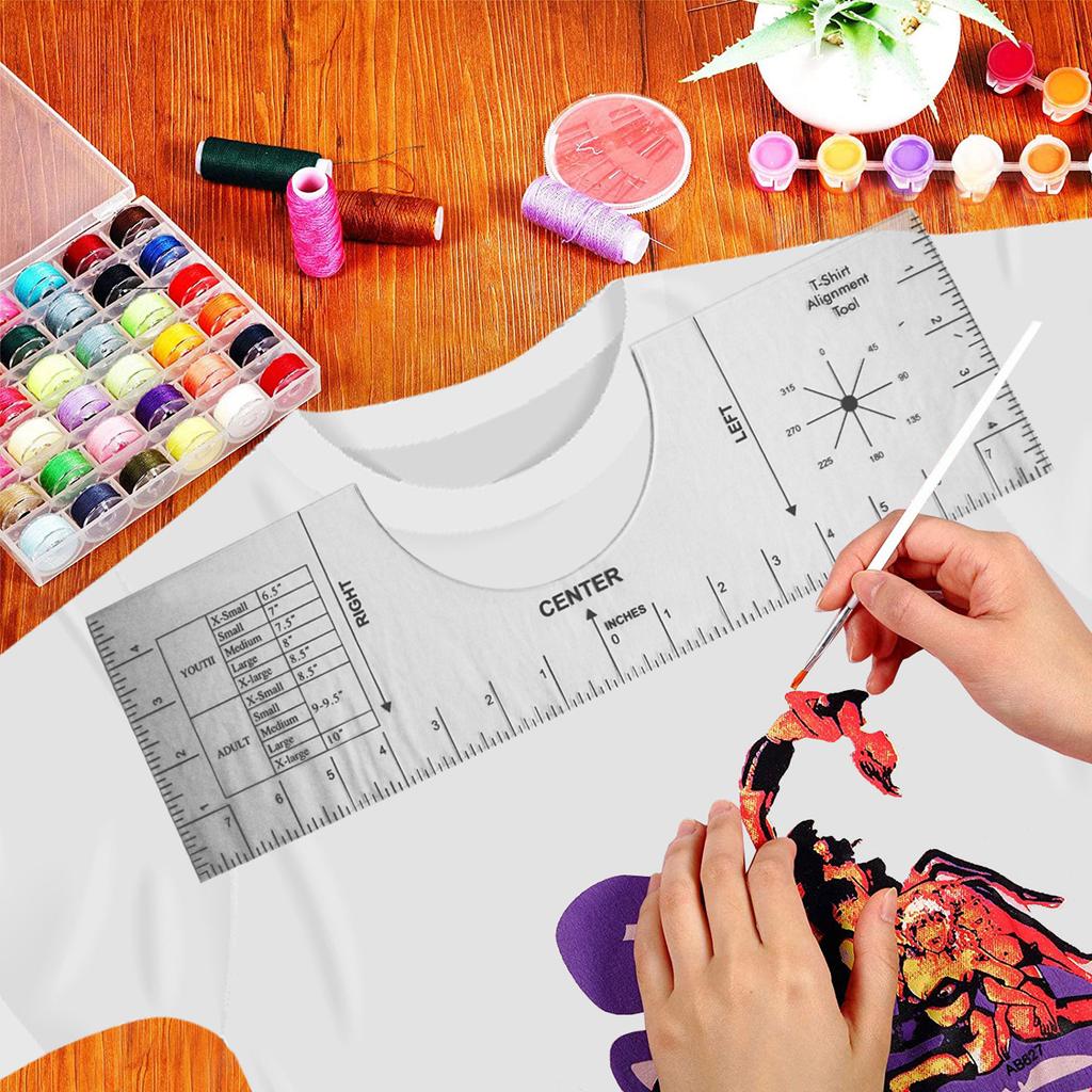 T-Shirt Alignment Ruler Craft Ruler Acrylic T-Shirt Measuring Tool Transparent for Making Fashion Center Design 16*5in