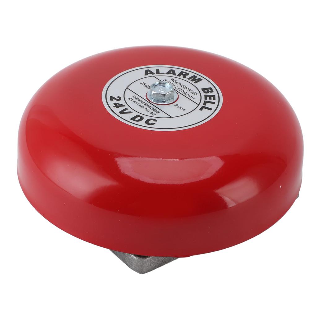 6in Fire Alarm Bell Waterproof Portable Aluminum Alloy 24V Wired Power 95db Loud Security Ringing Bell for School Home
