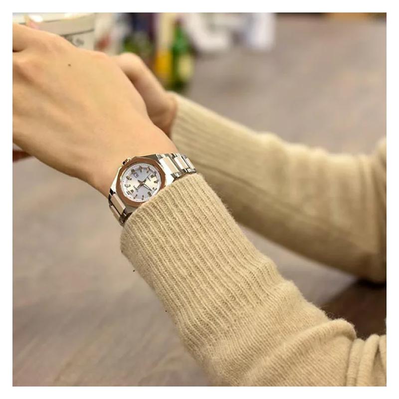 Casio BABY-G Series Fashionable Waterproof Date Display Solar Quartz Movement Stainless Steel Strap Japanese and Korean Watch Women's MSG-W350CSG-7AJF