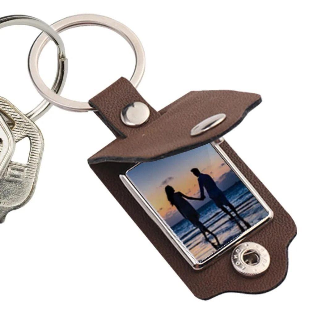 DIY Key Chains PU Leather Car Key Ring Rings Charm Bag Photo Keyring  Gifts
