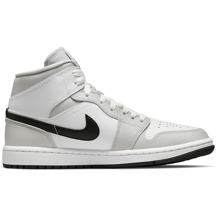 Air Jordan 1 Mid Grey Fog Женские кроссовки Белый Светло-Дымчато-Серый Черный BQ6472-015