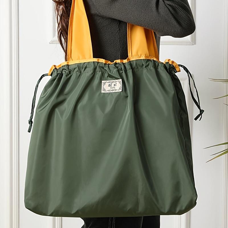 Женская сумка на двойном плечевом ремне, сумка-тоут, многоразовая сумка для покупок, плечевой рюкзак, большая вместимость, легко складывающаяся прямоугольная форма, материал полиэстер