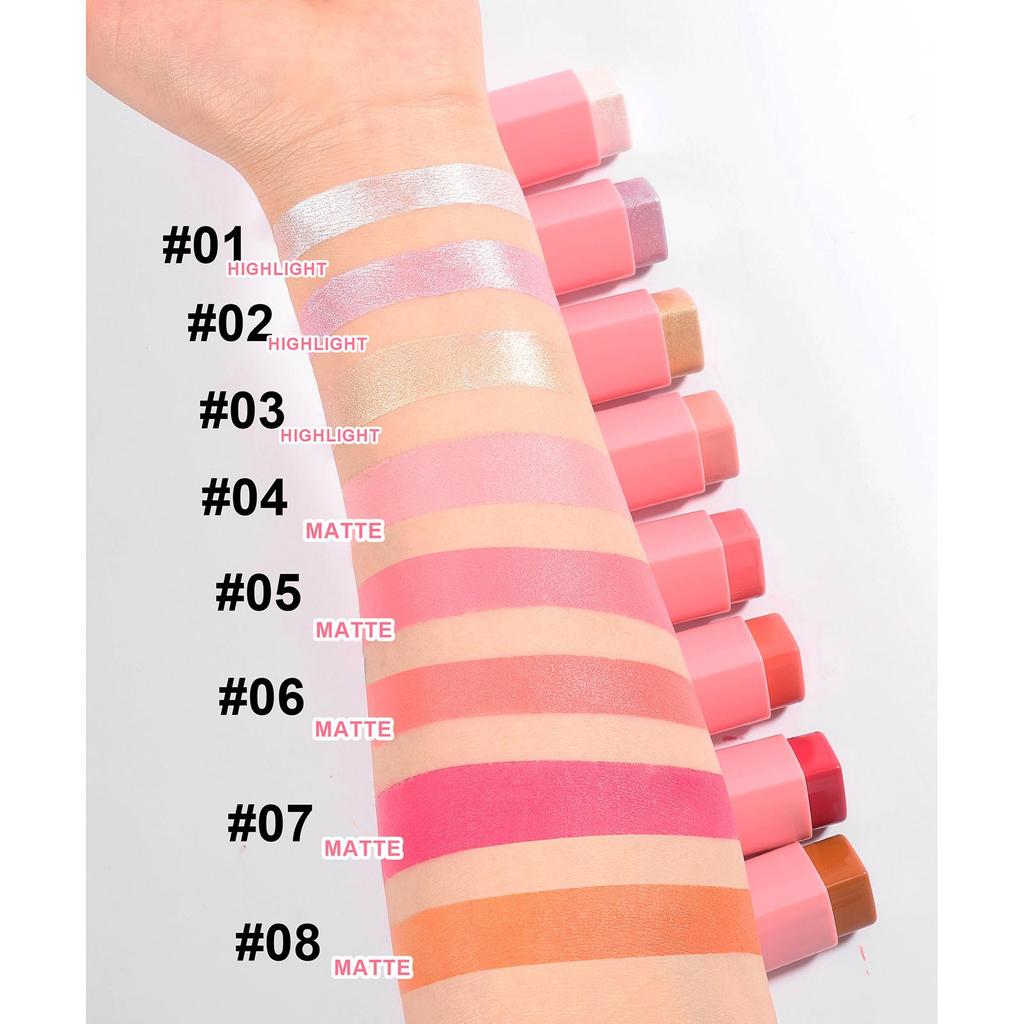 HANDAIYAN Матовые блестящие румяна, тени для щек, румяна, хайлайтер, румяна, водостойкий бронзатор, ручка для контурного макияжа