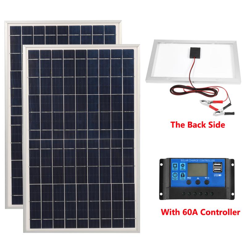 300W 600W Solar Panel 18V Photovoltaic with 60A Controller Solar Plate Power Bank for Home/Camping/RV/Car Fast Battery Charger