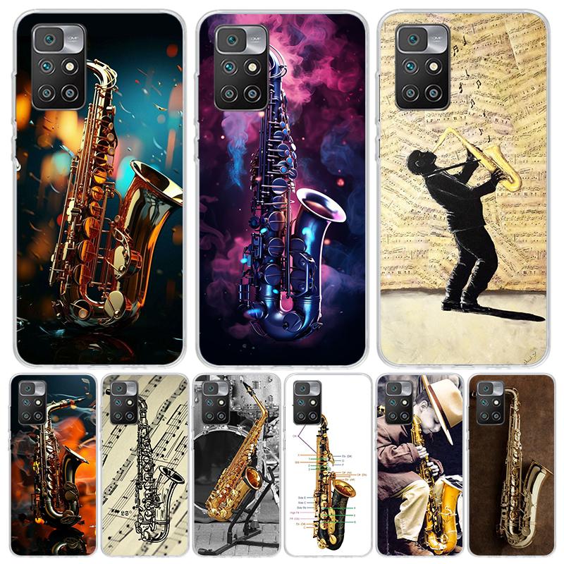 Music Saxophone Instrument Phone Case For Xiaomi 14C 13C 12C 13 12 10 10A 10C 9 9A 9C 9T 8 8A 7 7A 6 6A K70 Pro K60 K40 K20 Redm