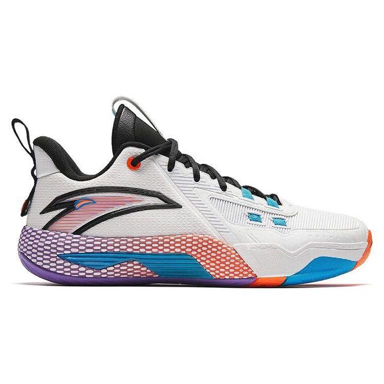 Anta Speed Battle 5 Round Toe удобные амортизирующие прочные баскетбольные кроссовки среднего размера мужские баскетбольные кроссовки белые черные синие 112341113-3