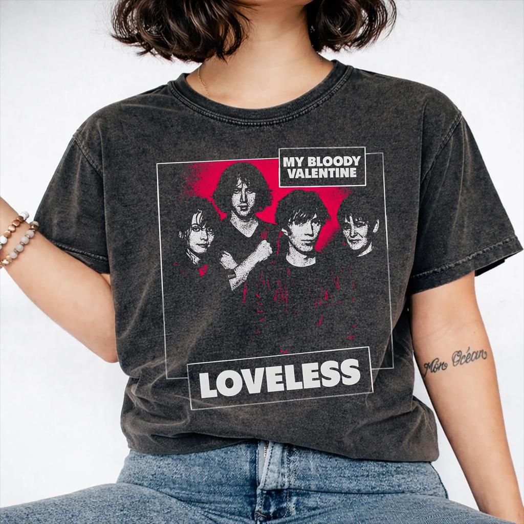 My Bloody Valentine mbv band Outfit Washed T Shirts for Men Women Streetwear Hip Hop T-Shirt Summer Tees Tops Cotton