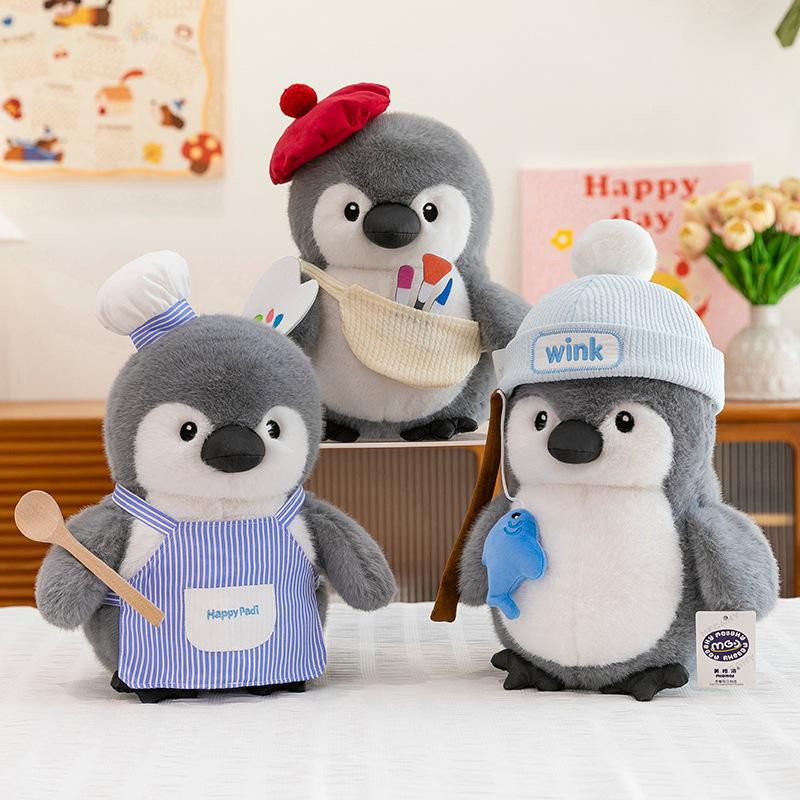 Painter Chef Penguin Doll Plush Toy Fishing Penguin Doll Birthday Christmas Gift Girl