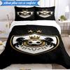 3PCS Qarabag Golden Crested Football Emblem Bedding Set 2D Printing (Includes 1 Duvet Cover + 2 Pillowcases Coreless), Bedroom decor,Fan gift