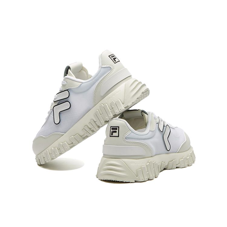 Fila Fusion Ткань для бега с наследием Синтетическая кожа Толстая подошва Повседневные низкие кроссовки "Папины" Женская кроссовка Белый T12W131103FWV